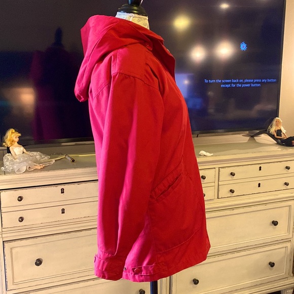 London Towne red jacket coat removable hood & removable quilted insert Small - Picture 3 of 17